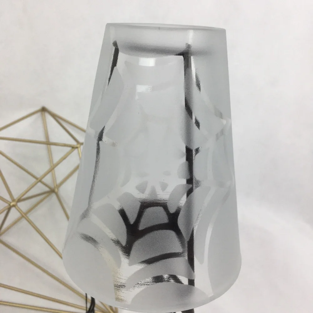 Frosted Glass Top Iron Base Spider & Web Lantern